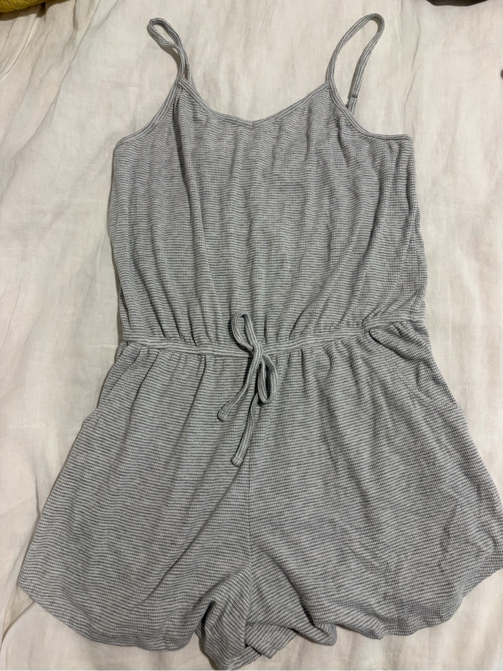 Mossimo Supply Co. Gray Striped Sleeveless Sleep Romper